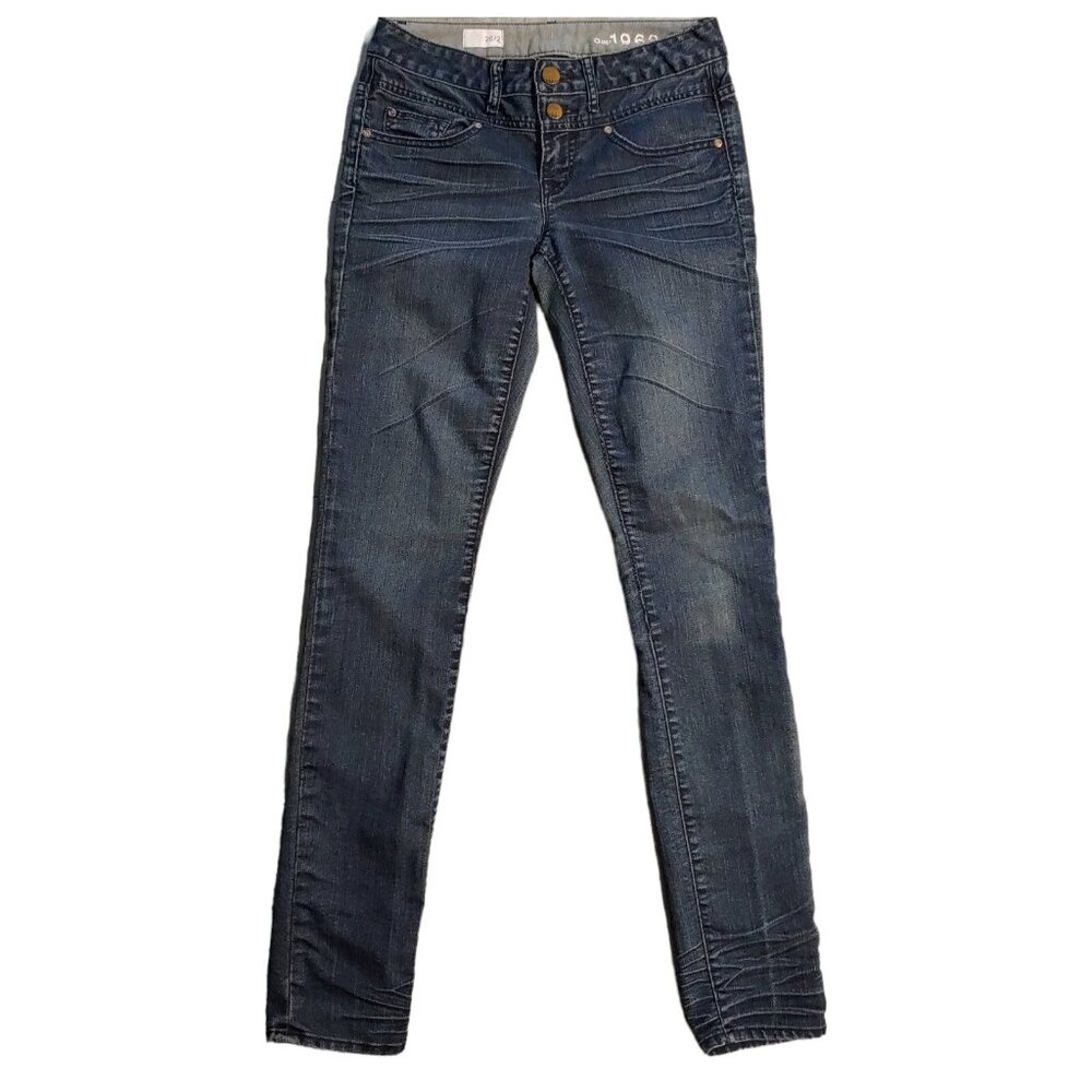 Gap 1969 Skinny Jeans Women's 26 Tall Dark Wash Low Rise Stretch Denim Pants